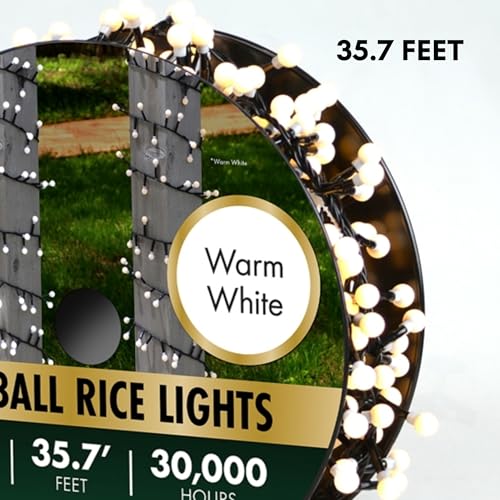 Indoor Outdoor 500 LED Rice Light Reel 36ft Green Cord White Frost Bulbs
