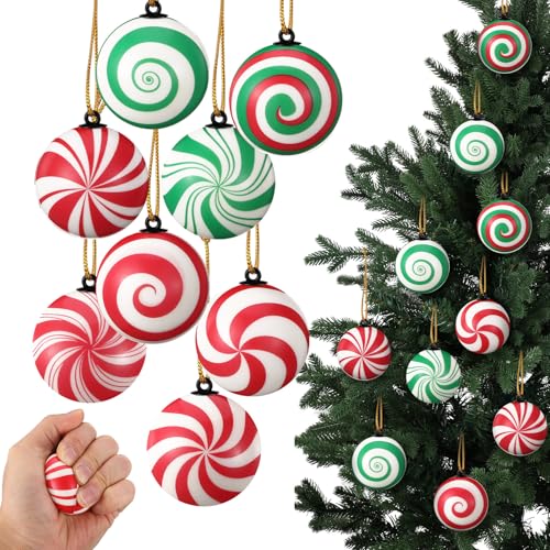 Christmas Candy Ornaments Set - 24 Decorative Hanging Stress Balls - Festive Holiday Decor