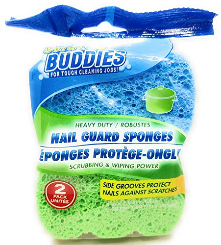 Heavy Duty Nail Guard Cleaning Sponges - 2-Pack Non-Scratch