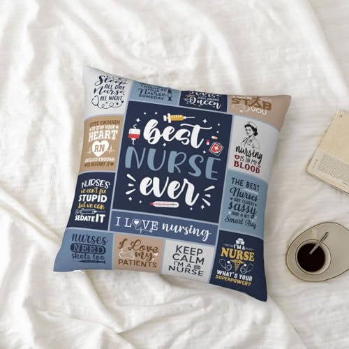 IYUBOFU Nurse Throw Pillow Cover 18x18 Inches - Appreciation Gift for Women, Graduation & Nurse Practitioner