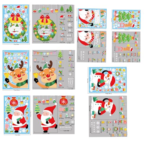 194 Cute Christmas Window Stickers - 6 Sheets of Holiday Decor