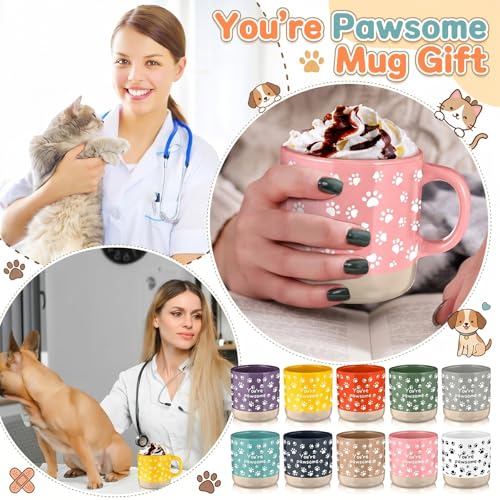 Veterinary Tech Appreciation Gift Mug Set - Bright Colors, 10 Pcs, 13 oz