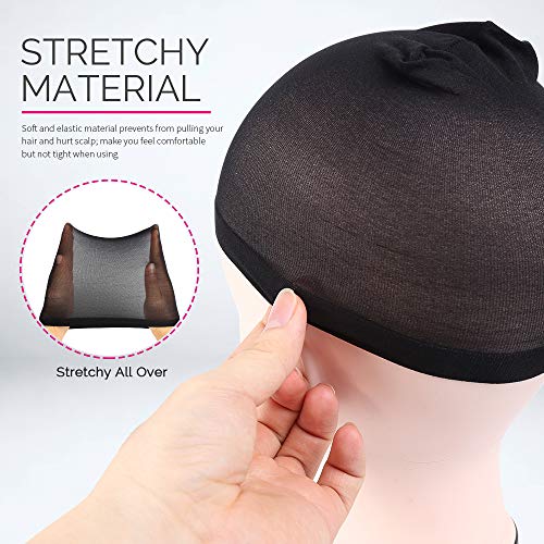 FANDAMEI Nylon Wig Caps 4 Pcs Stocking Wig Caps for Women Black