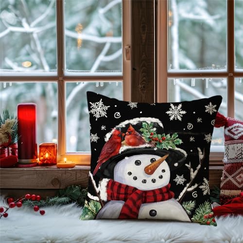 NIGHTWISH Christmas Pillow Covers, 18x18 Set of 4, Winter Holiday Decor