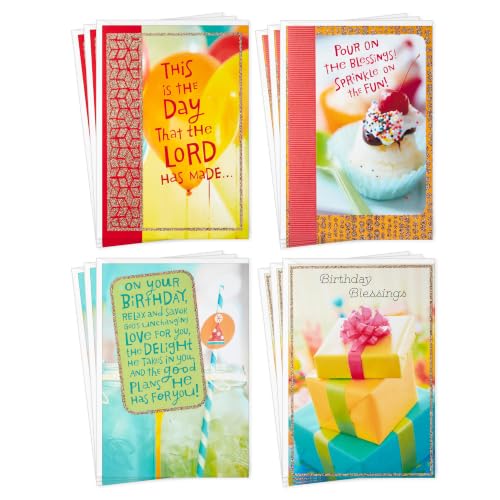 Hallmark Christian Birthday Cards Set - 12 Pack with Blessings