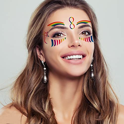Rainbow Pride Temporary Face Tattoos 10 Sheets LGBT Body Art