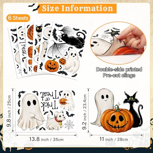 87 PCS Halloween Window Clings - Vintage Ghosts, Pumpkins & Cats