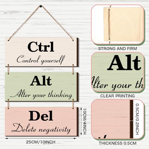 3-Piece Boho Leaves Rustic Wood Wall Decor - Inspirational Office Sign
