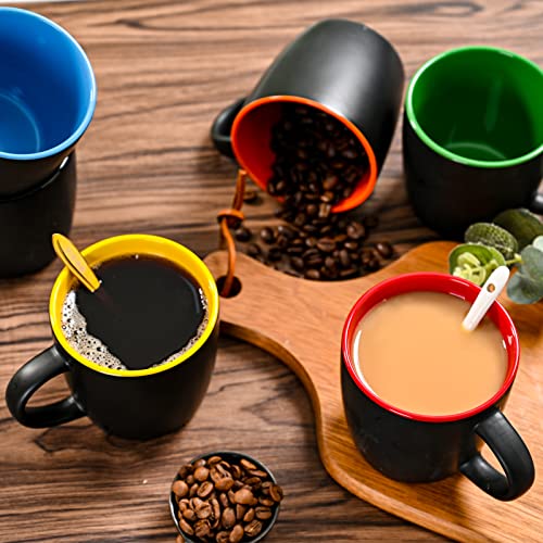 11oz Ceramic Coffee Mug Set Matte Black Porcelain Cups - 6-Pack