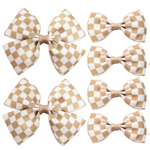 DUOJINSANXI Gold Checkered Racing Hair Bows 6-Piece Clip Set