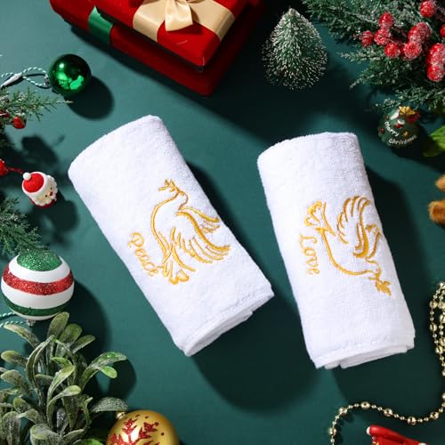 Buryeah Peace Love Embroidered Hand Towels - 2 Pcs Christian Pastor Gift Set