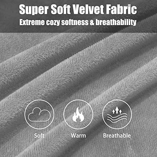 TELUS Velvet Body Pillow Cover, 20x54 Inch Long Pillowcase - Light Grey