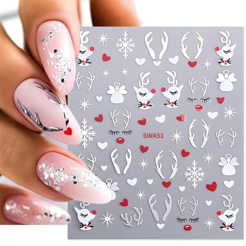 Christmas Nail Stickers 6 Sheets Self-Adhesive Winter Decals