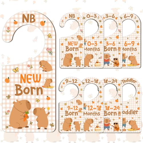 Capybara-Themed Baby Closet Dividers - 8PCS Wooden Organizer