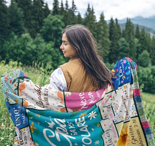 Christian Gifts for Women Blue Blanket 60x50in Inspirational Religious Decor