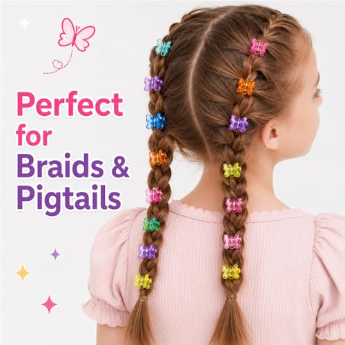 DZKZO 80Pcs Mini Butterfly Hair Clips, 0.6 Inch Glitter Tiny Claw Clips with Storage Box