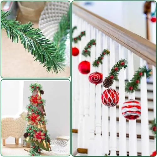 Artificial Christmas Garland 50ft Non-Lit Green Holiday Decor for Indoor Outdoor
