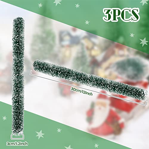 3 Pack Christmas Village Flexible Sisal Hedge Fence Decor Winter Snow Scene