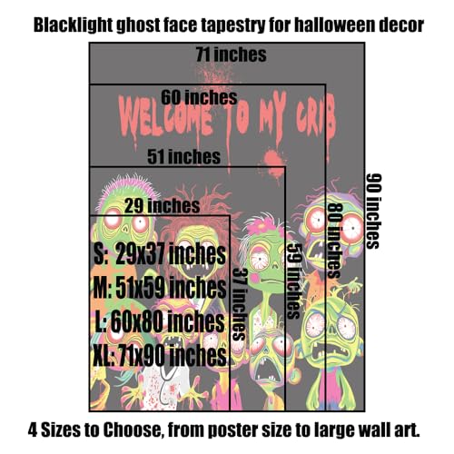 Blacklight Horror Tapestry - Glow in the Dark Wall Art 29" x 37"
