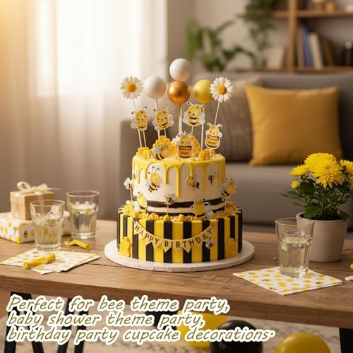 34 Piece Edible Bumblebee and Daisy Cake Decorations