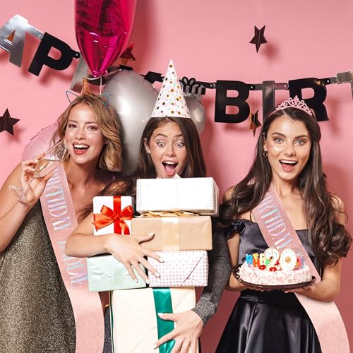 Rose Gold Birthday Baddie Sash for Women - Glittery Party Accessory