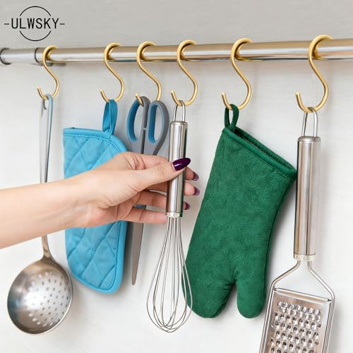 10-Pack Gold S Hooks - Heavy Duty Aluminum Utility Hooks for Storage