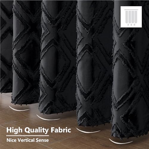 OWENIE Black Shower Curtain Set, 36"W x 72"L, Boho Design with Hooks