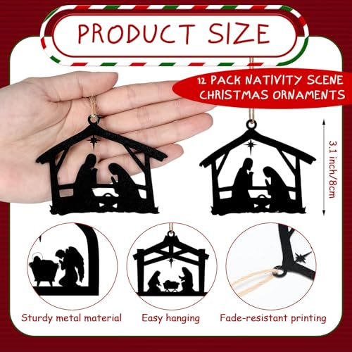 Christmas Metal House Shaped Nativity Scene Ornaments - House Variation