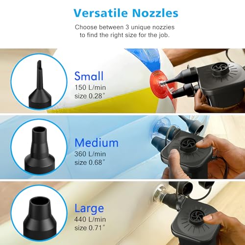 Motorenbau Portable Electric Air Pump with 3 Nozzles - Black-1