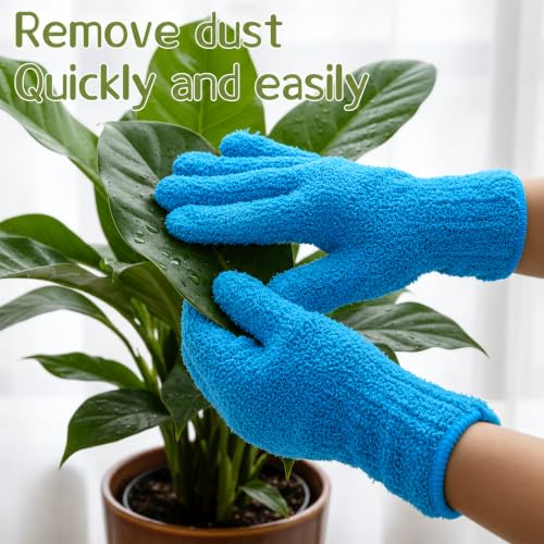 Microfiber Plant Dusting Gloves for Indoor & Outdoor Cleaning