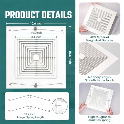 10.6" Bathroom Exhaust Fan Cover - Durable Grille Replacement