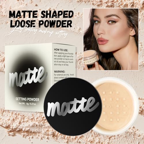 BEUKING Matte Setting Powder Waterproof Face Loose Powder Brown 0.21 oz