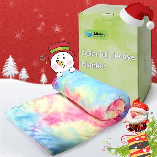 Rainbow Tie Dye Throw Blanket - Soft Flannel Fleece for Teens