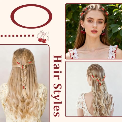 GAFATORY 6-Pack Mini Cherry Hair Claw Clips Non-Slip Rhinestone Hair Accessories