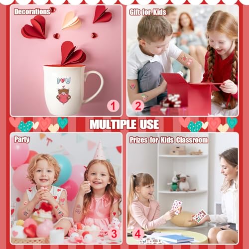 Partywind 56 Sheets Kids Valentine's Day Temporary Tattoos