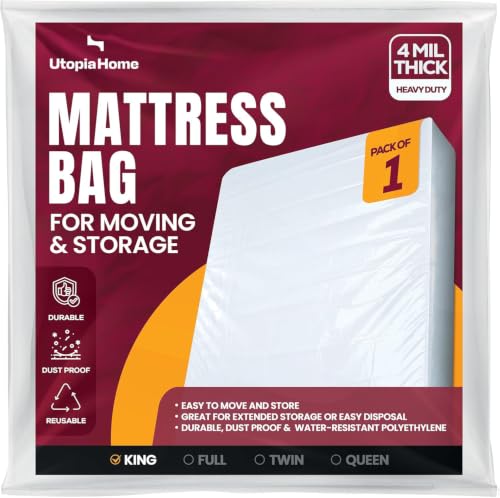 Utopia Home King Mattress Bag for Moving & Storage, 4 Mil Heavy Duty Plastic