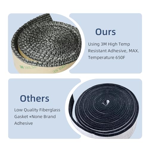BSTFLEX Self-Adhesive Graphite Fiberglass Gasket Tape 5/8" x 1/8" for Wood Stove & Fireplace