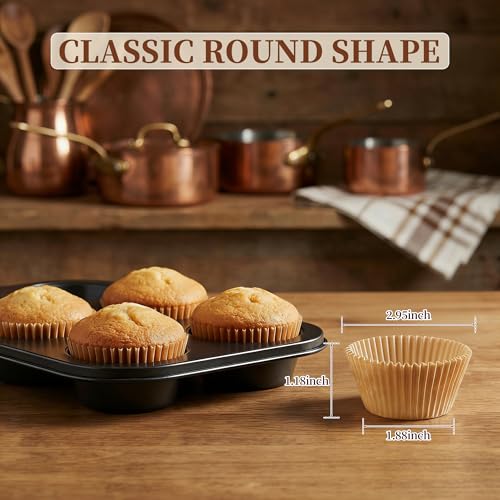 KORCCI Unbleached Parchment Cupcake Liners 200 Pack Non-Stick Muffin Cups