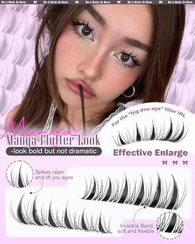 wtvane Manga Lash Clusters Wispy DIY Eyelash Extensions 10-14mm