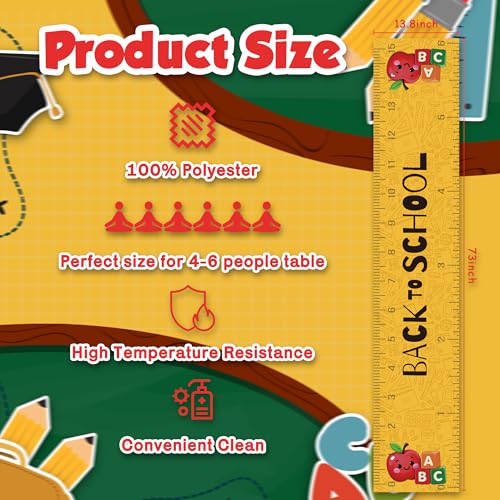 Back to School Table Runner, 13.8 x 73 Inch Polyester Classroom Decor