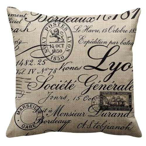 Emvency 18x18 Inch Paris French Script Throw Pillow Cover