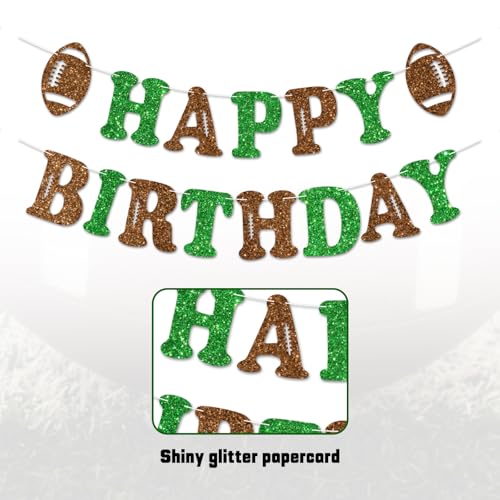 Football Happy Birthday Banner, Glitter Sport Theme Party Decoration