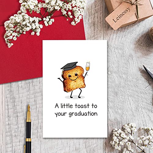 Leinessy Cute Toast Graduation Card with Envelope - 8x5.3 Inch Pun Card