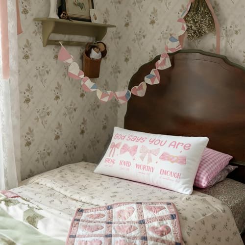 Pink 12x20 Throw Pillow Cover with Bow - Decorative Home Accent
