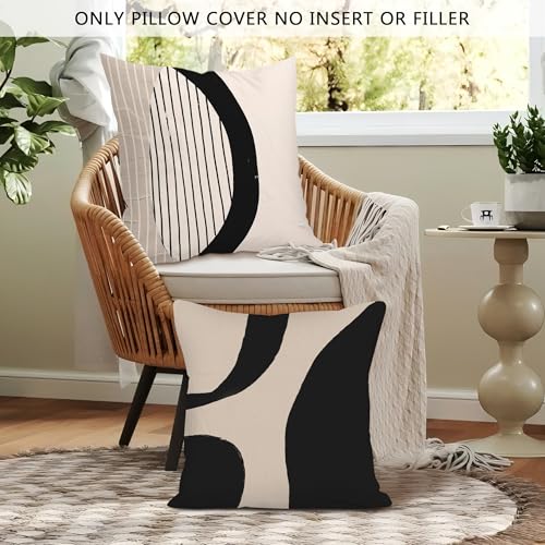 Boho Abstract Throw Pillow Covers 18x18 - Set of 2 for Couch & Bed