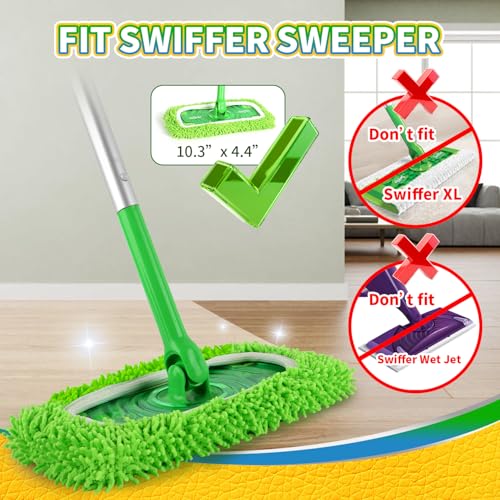Zehrai Reusable Microfiber Mop Pads for Swiffer Sweeper - Green 6 Pack
