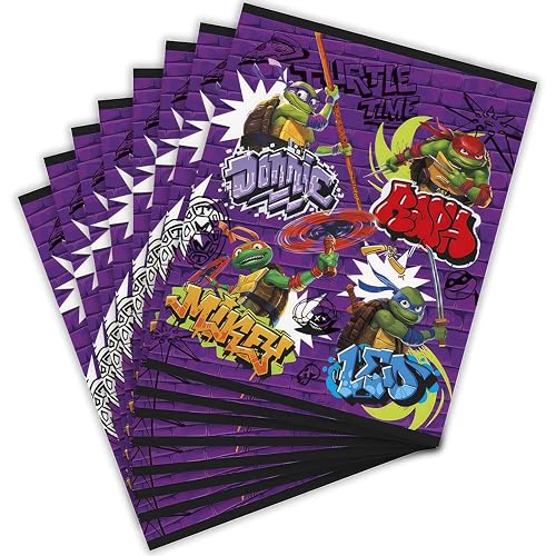 TMNT Mutant Mayhem Purple Loot Bags - Pack of 8 for Parties