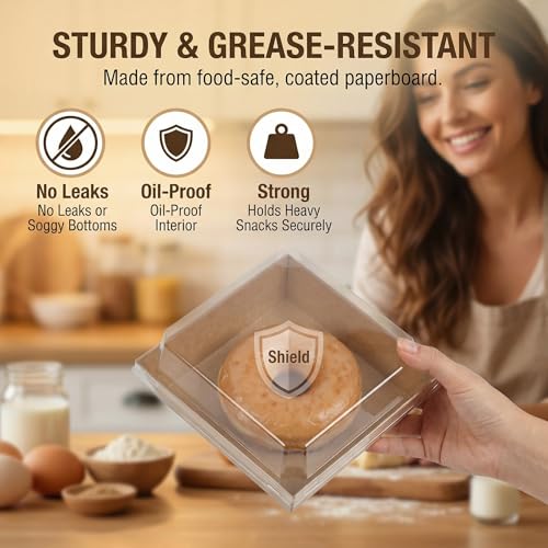 25 Pack Mini Charcuterie Boxes with Clear Lids - Disposable Food Containers