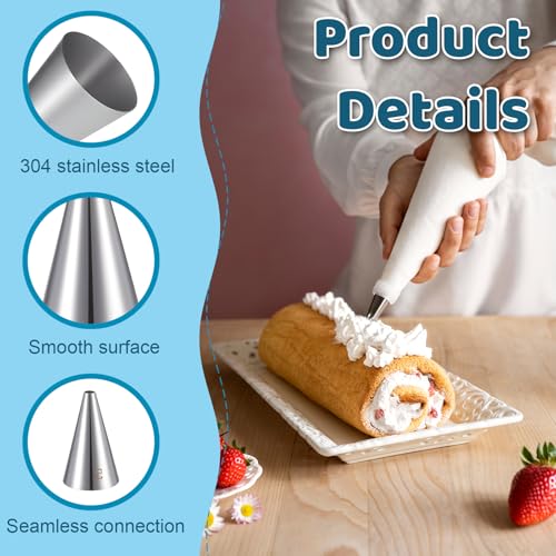 7-Piece Stainless Steel Round Piping Tips Set for Cake Decorating