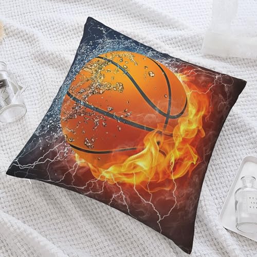 18x18 Sports Basketball Plush Throw Pillow Cover - Soft Polyester